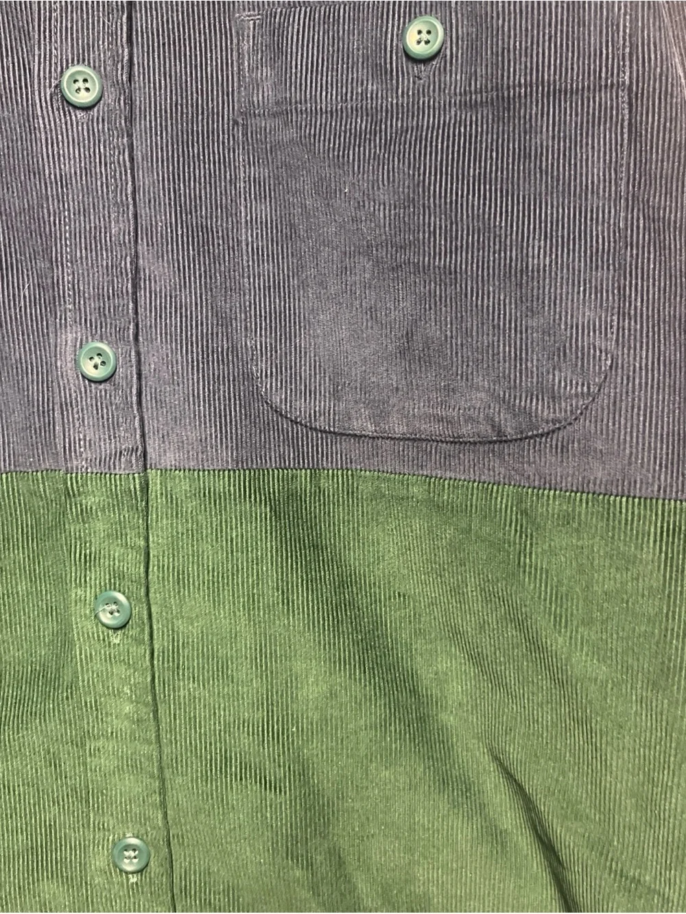 J.crew BU903 Mid weight corduroy work shirt Color block Men's Sz M green blue